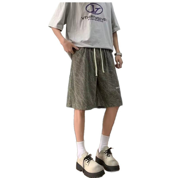 Thin sport five point embroidered casual pants