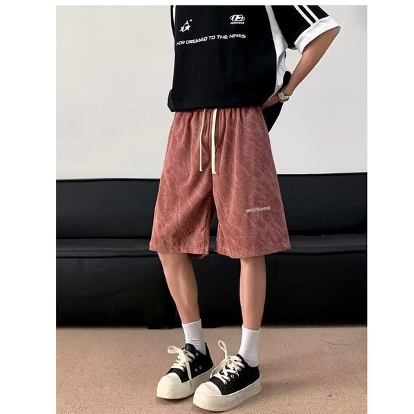Thin sport five point embroidered casual pants