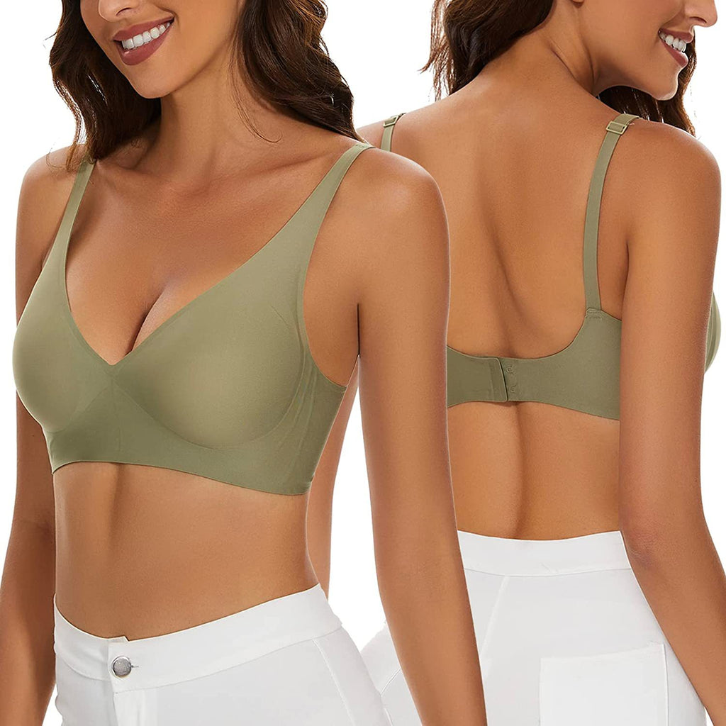 French Seamless Jelly Stripe Bra, No Steel Ring, Plumping and Lifting, Ice Silk, Outer Wear, Plus Size, Youthful Style