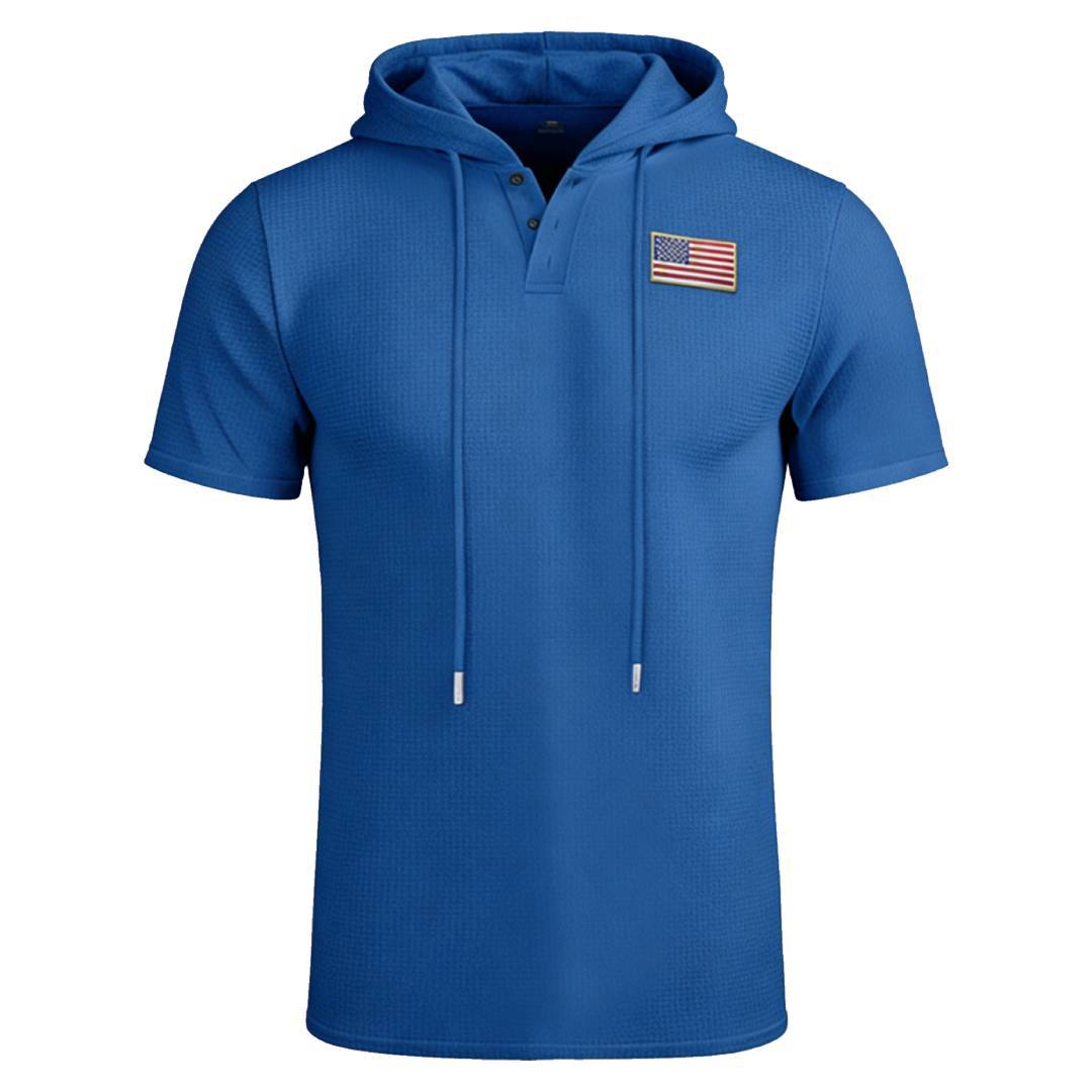 Casual Stripe Hooded Short Sleeve Polo Shirt for Men  Summer Wear