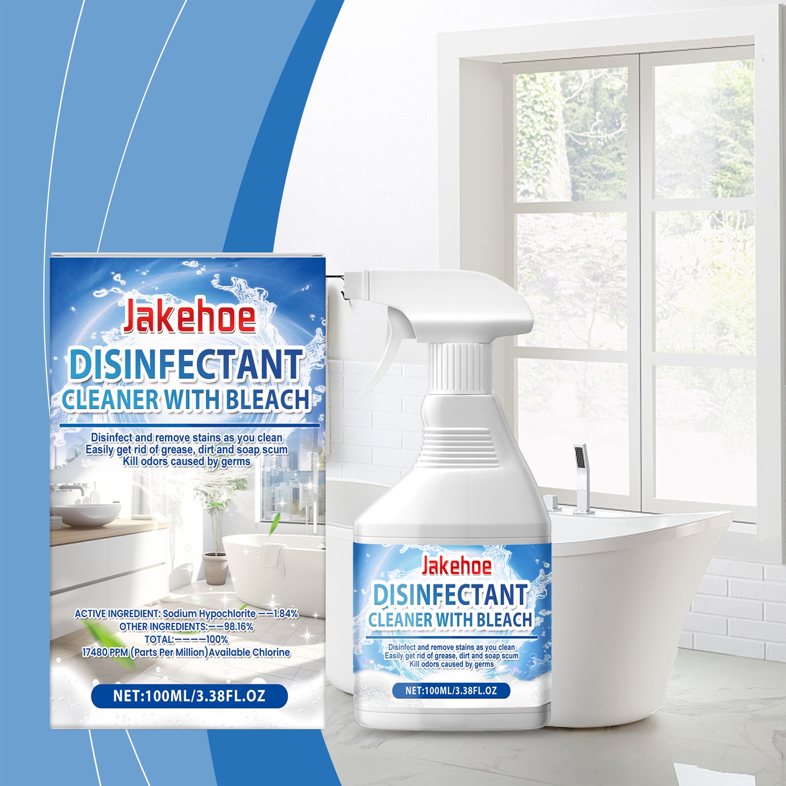 Jakehoe Bathroom Cleaning Spray Bathroom Stain Scale Cleaning Bathtub Cleaning Multi-Purpose Cleaner