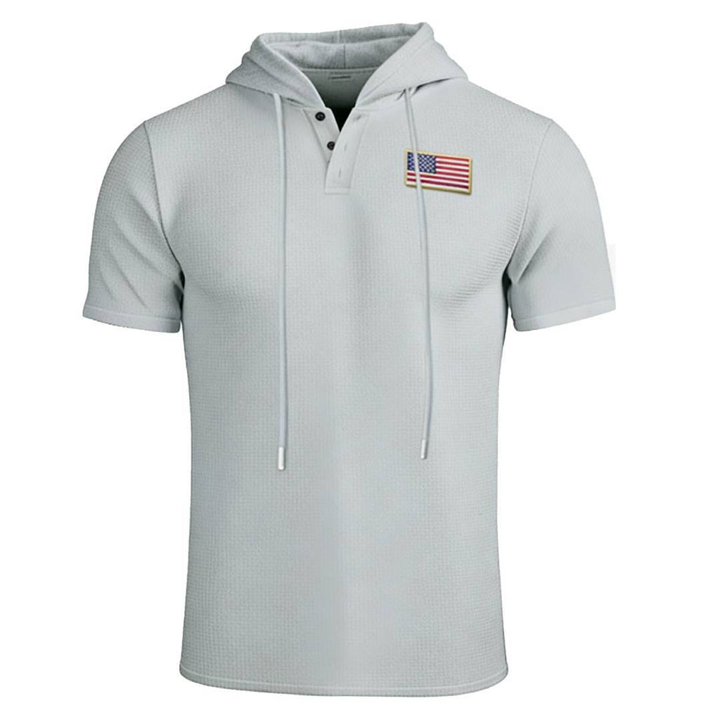 Casual Stripe Hooded Short Sleeve Polo Shirt for Men  Summer Wear
