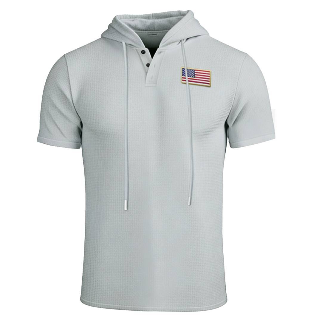 Casual Stripe Hooded Short Sleeve Polo Shirt for Men  Summer Wear